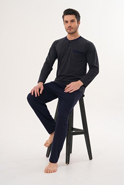 markalinda 3126 Smoked 100% Cotton Plus Size Men's Pajama Set
