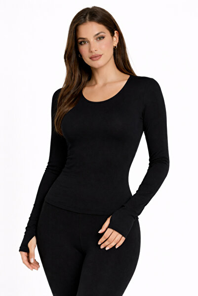 modality Kadın Parmak Geçirmeli Uzun Kollu Badi – Esnek Fit