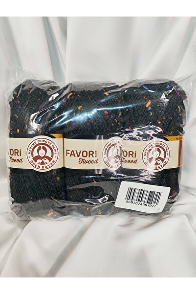 Ören Bayan FAVORİ TWEED Siyah El Örgü İpi (3 Adet) - Renk: 999C