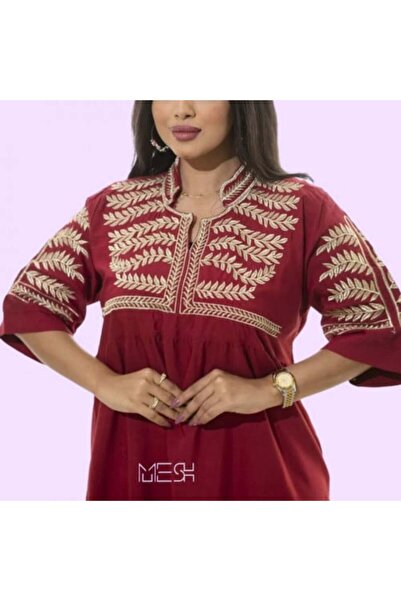 MESH sa Midi Jalabiya with Soft Embroidery