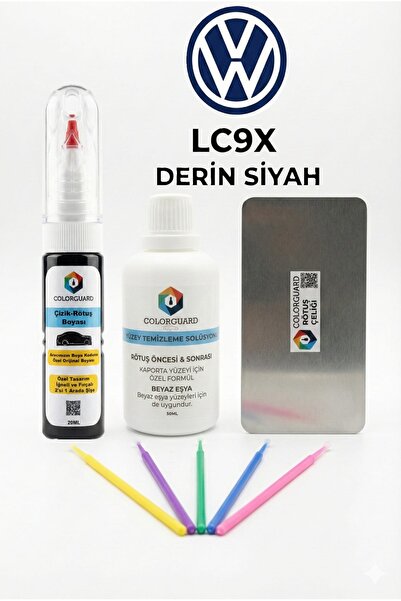 COLORGUARD Volkswagen LC9X Derin Siyah Rötuş Boyası 2 in 1 İğneli Fırçalı, So...