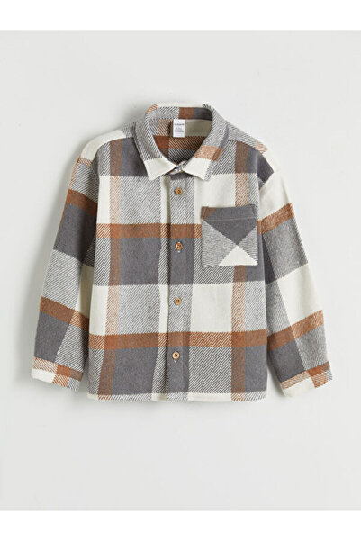 LC Waikiki Rmz Gi̇yi̇m Farki̇yla Checkered Embroidered Boys' Lumberjack Shirt