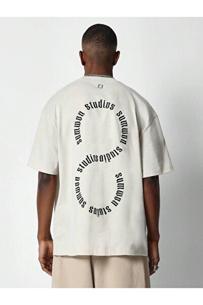 CLASSY.MODA Unisex Λευκό Υπερμεγέθη Μπλουζάκι με Στάμπα Άνετη Γραμμή Καθημερι...