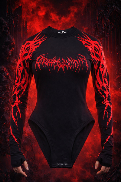 Bluff Büyük Beden Kırmızı Gotik Çıtçıtlı Zıbın