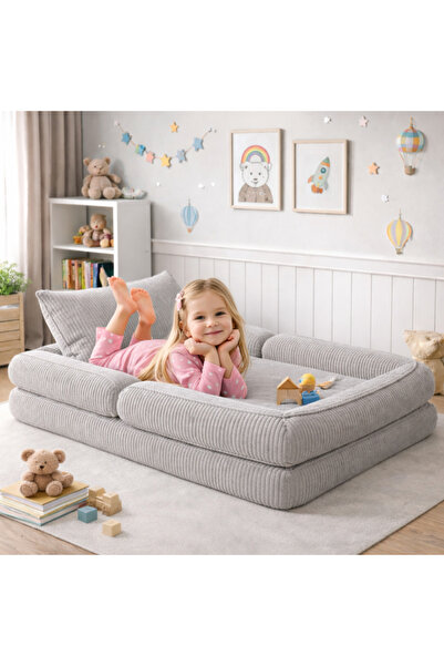 puffiber Premıum Modüler Çocuk Yatağı 80x160 cm –Oyun Minderi, Yer Yatağı Fit...