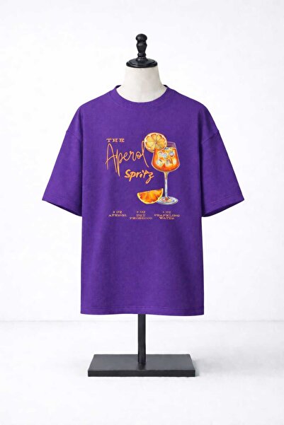 CES.İZ Γυναικείο μπλουζάκι Aperol Spritz με στάμπα, oversized, 100% βαμβάκι, ...