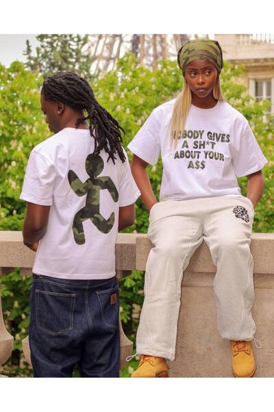 CLASSY.MODA Unisex Λευκό Υπερμεγέθη Μπλουζάκι με Στάμπα Άνετη Γραμμή Καθημερι...