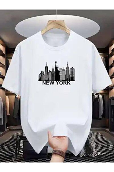 CLASSY.MODA Unisex White Oversize T-Shirt Printed Relaxed Fit Casual Streetwe...