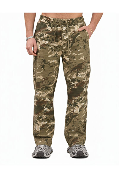 Wonraces Men's Baggy Elastic Waist Camouflage Patterned Jogger Pants