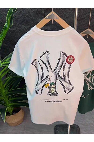 CLASSY.MODA Unisex White Oversize T-Shirt Printed Relaxed Fit Casual Streetwe...