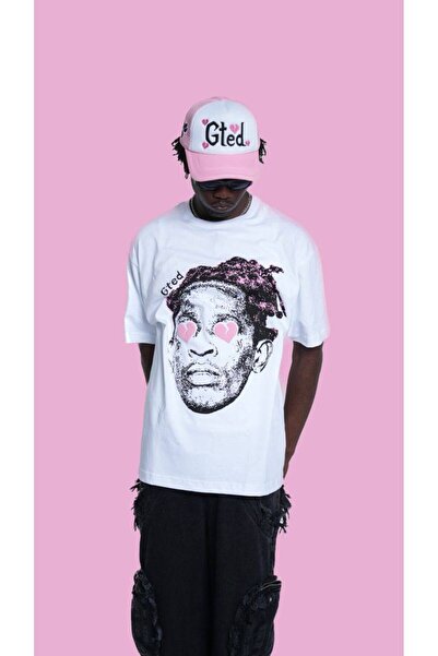 CLASSY.MODA Unisex Λευκό Υπερμεγέθη Μπλουζάκι με Στάμπα Άνετη Γραμμή Καθημερι...