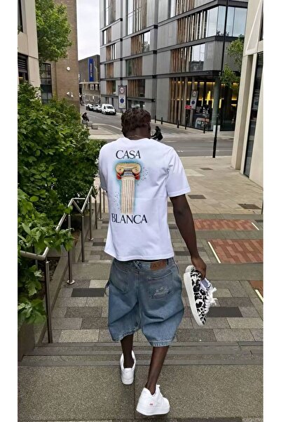 CLASSY.MODA Unisex White Oversize T-Shirt Printed Relaxed Fit Casual Streetwe...