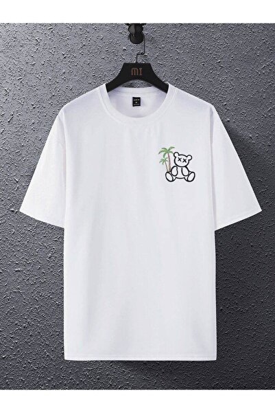 CLASSY.MODA Unisex White Oversize T-Shirt Printed Relaxed Fit Casual Streetwe...