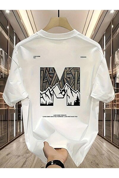 CLASSY.MODA Unisex Λευκό Υπερμεγέθη Μπλουζάκι με Στάμπα Άνετη Γραμμή Καθημερι...