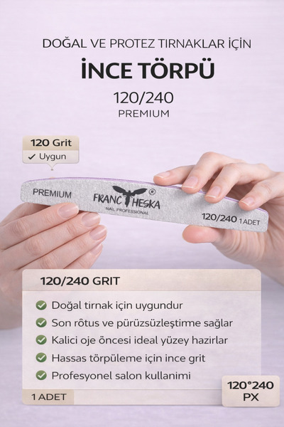 Francheska 120/240 Grit İnce Tırnak Törpüsü – Doğal Tırnak, Jel ve Kalıcı Oje...