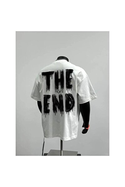 CLASSY.MODA Unisex Λευκό Υπερμεγέθη Μπλουζάκι με Στάμπα Άνετη Γραμμή Καθημερι...