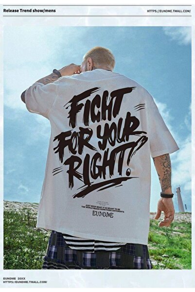 CLASSY.MODA Unisex Λευκό Υπερμεγέθη Μπλουζάκι με Στάμπα Άνετη Γραμμή Καθημερι...