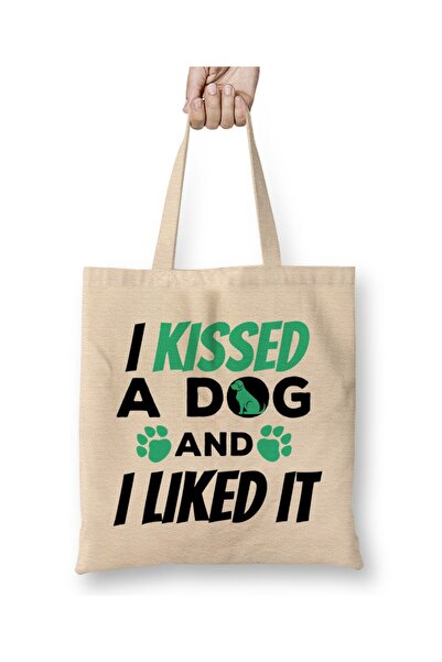 Toyaso I Kissed a Dog and I Liked It Cute & Funny Dog Tote Bag Long Handle Sh...