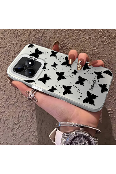 Hontinga حافظة هاتف ريلمي نوت 50 4G متوافقة مع السيليكون ذات حافة على شكل فرا...