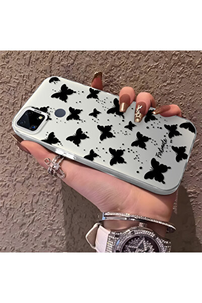 Hontinga حافظة هاتف من السيليكون متوافقة مع هاتف Realme C25S ذات حافة على شكل...