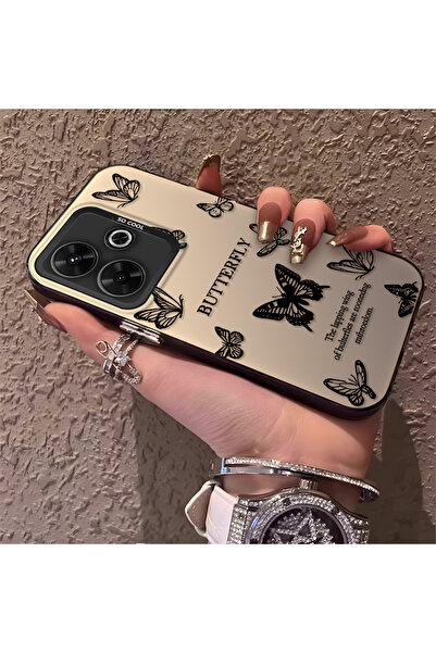 Hontinga حافظة هاتف Poco M6 4G متوافقة مع السيليكون ذات حافة على شكل فراشة صغ...