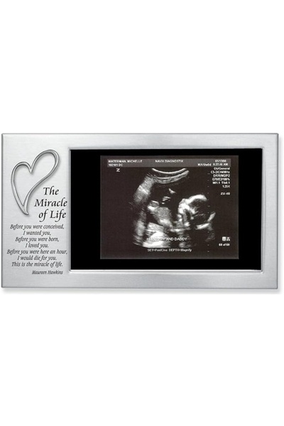 ASTERA Silver Satin 15X10 and Gray Heart Baby Frame Set