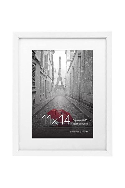 ASTERA White Wooden Picture Frame 28X36 cm (20X25 with Mat)