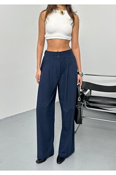 QUASAR Fashion New Season Woven Fabric Double Buttoned Extra Wide Leg Palazzo...