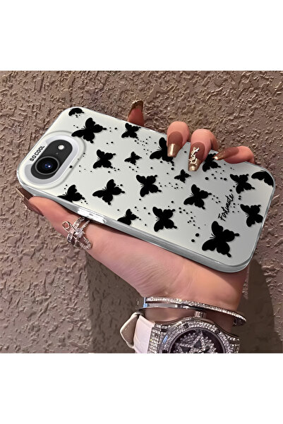 Hontinga iPhone 16E Compatible Silicone Small Butterfly Edge Hard Back Anti F...