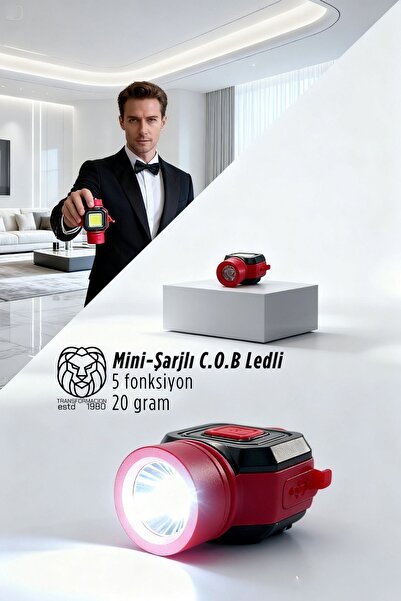 Creatividad Solutions Ultra-Pro 5 Fonksiyonlu 600 Lümen USB-C Şarjlı Mini Led...