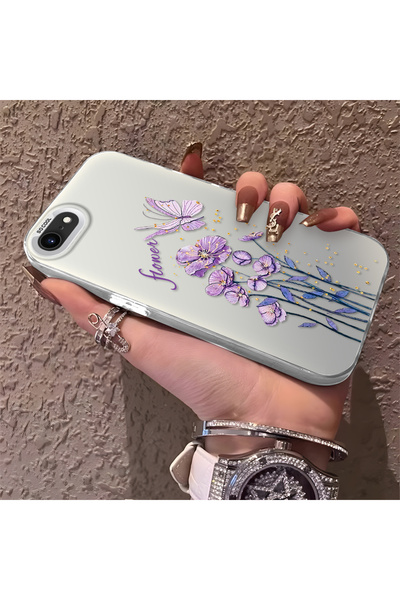 Hontinga iPhone 8 Compatible Silicone Edge Hard Back Anti-Fall Phone Case Flo...