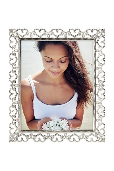 ASTERA Gümüş Taşlı Kalp Desenli 20x25 cm Fotoğraf Çerçevesi - Şık Tasarım Res...