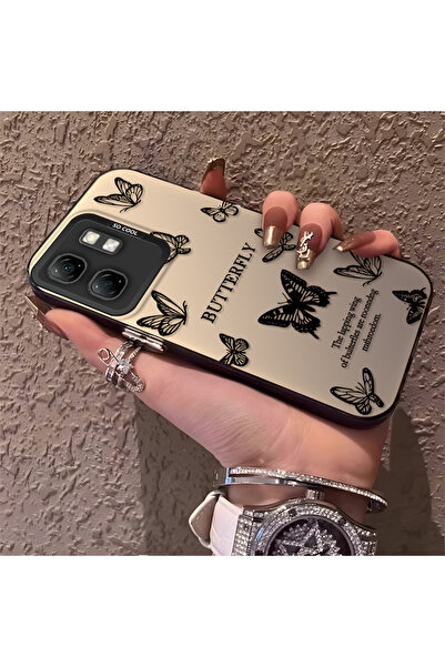 Hontinga حافظة هاتف Infinix Smart 9 متوافقة مع السيليكون ذات حافة على شكل فرا...