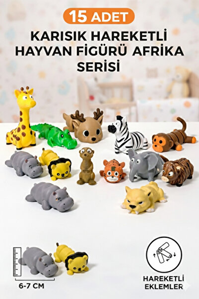 Bebelove 15 Adet Eklemleri Hareketli, Organik, Eğitici Minik Hayvan Figür SAF...