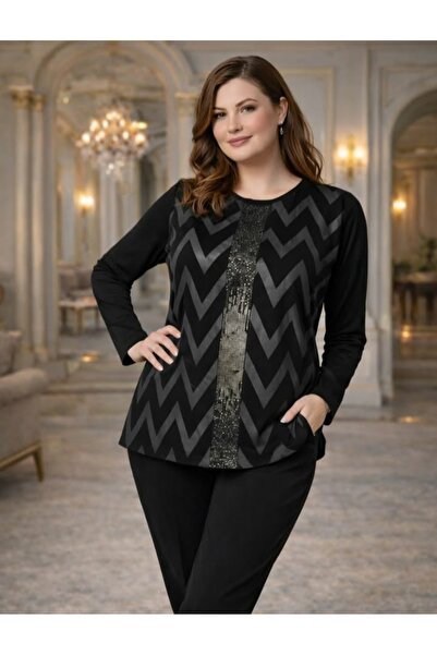 Te&Te Women's Front-Patterned Embellished Blouse