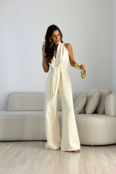 Love Fab Degaje Yaka Baglama Detay Slim Fit Basic Şık Tulum