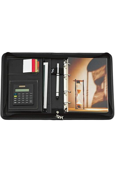 STOREMAX 2K 5280 Ajanda TARİHSİZ Kareli Deri Fermuarlı 4 Halka Mekanizmalı He...