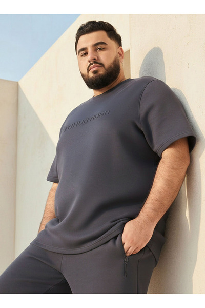 Maxim Men Regular Fit Crew Neck Short Sleeve Embossed T-shirt