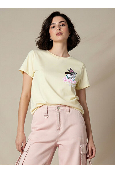 SP Characters Cotton T-shirt with Bugs Bunny Embroidery