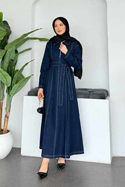 Hazamoda Atlas Denim Dress Navy Blue