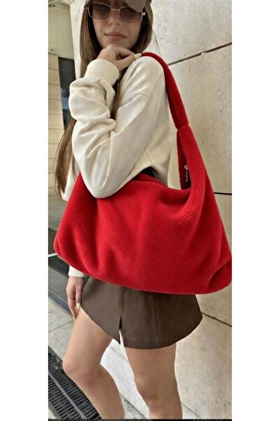 themoiss The Moiss Red Plush Casual Large Size Women's Shoulder Bag