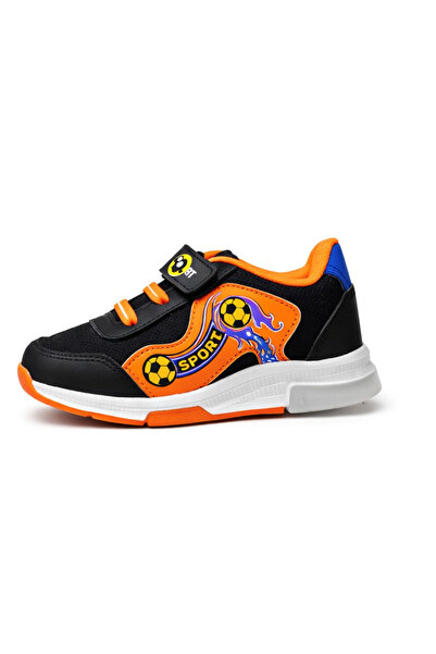Liarca Boys' Comfortable Velcro Casual Shoes Black - Orange