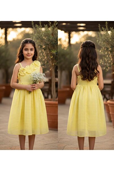 Rawai Roma Soft girl's dress with flowers on the shoulder