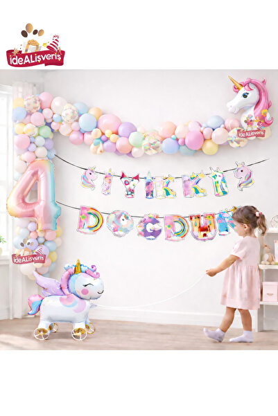 BKMC PARTY Комплект за рожден ден с колела Unicorn – изтеглящ се фолиен балон...