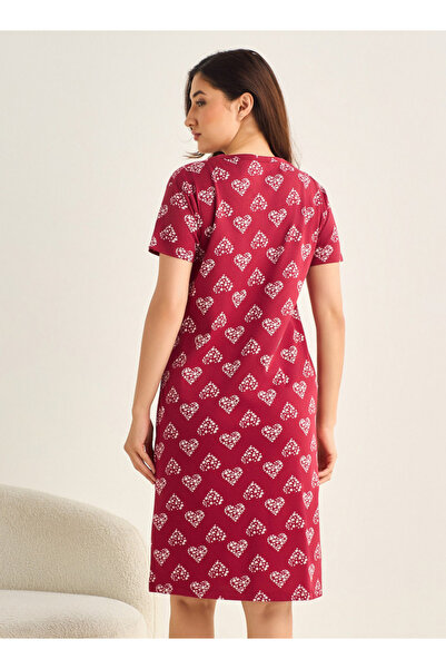 Splash FAV Midi Night Dress Short Sleeve Fruit Print Cotton
