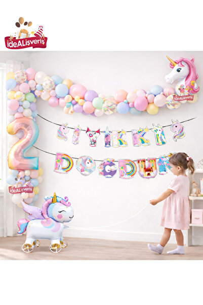 BKMC PARTY Комплект за рожден ден с колела Unicorn – изтеглящ се фолиен балон...