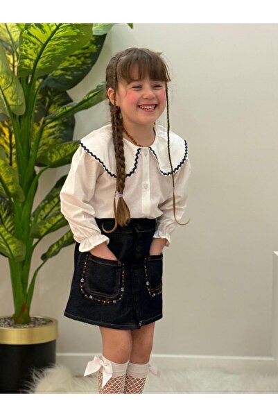 BERFONZO KIDS Set fustă din denim pentru fete, cu detalii brodate (de sărbăto...