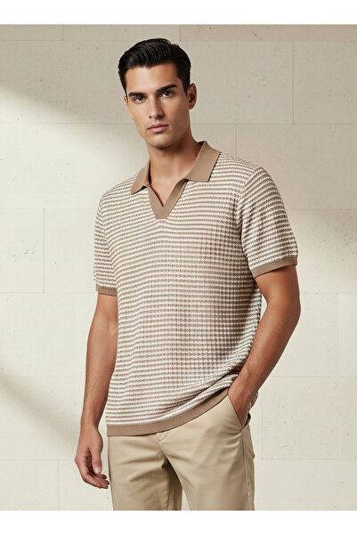 Emperor Men Short Sleeves Textured Polo T-shirt