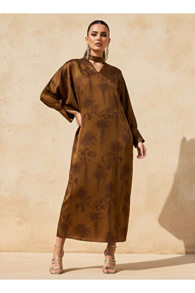 Iconic فستان قفطان مطبوع بفتحة رقبة على شكل ثقب المفتاح