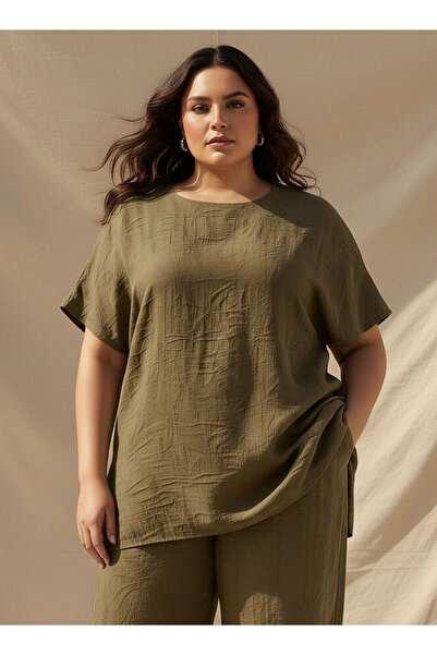 Ulla Popken بلوزة قماش جاكار مزينة بنقوش زهرية